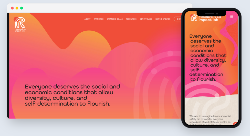 Research to Impact Lab website desktop and mobile mockup